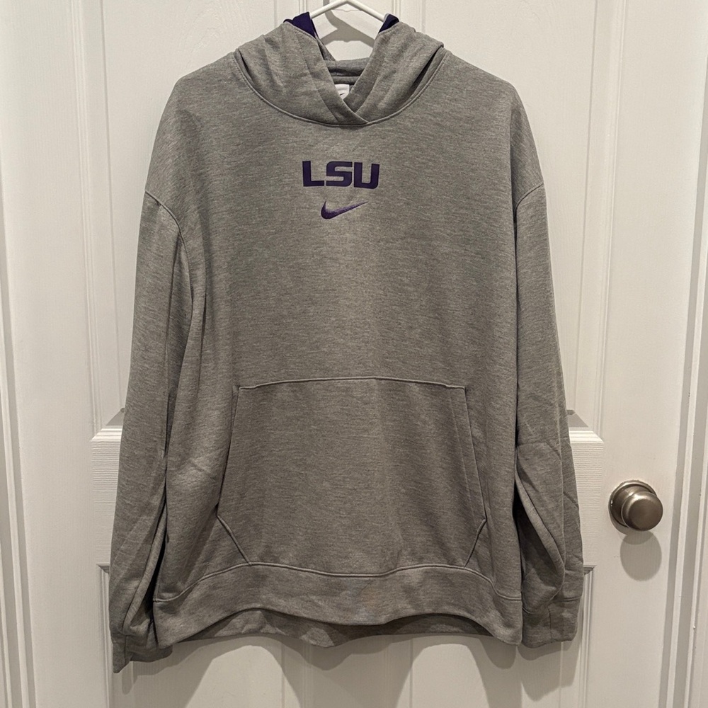 Like New….Nike Heather Gray Men's Hoodie with LSU Logo